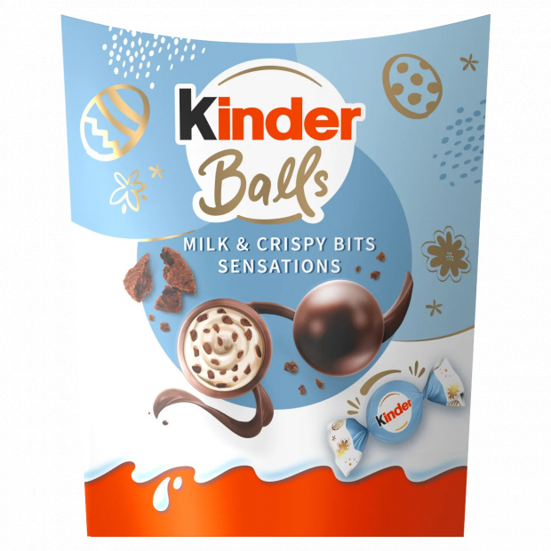 Kinder minőségi tejcsokoládé golyók tejes krémmel és ropogós kakaós darabkákkal töltve 90 g