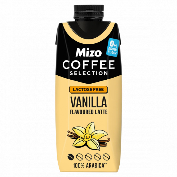 Mizo Coffee Selection UHT laktózmentes, zsírszegény vanília ízű kávés tej, édesítőszerekkel 250 ml 