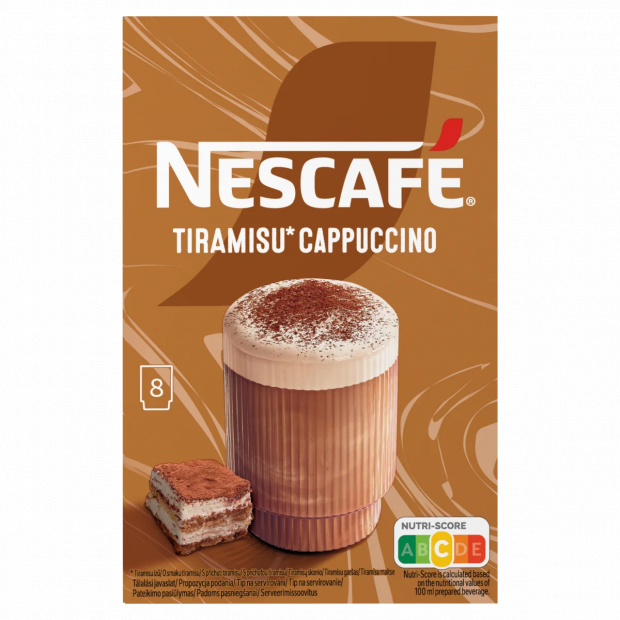 NESCAFÉ Tiramisu Cappuccino tiramisu ízű azonnal oldódó kávéspecialitás 8 x 14,6 g (116,8 g)