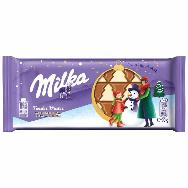 MILKA TEJ- ÉS FEHÉRCSOKOLÁDÉ TÁBLÁS CSOKOLÁDÉ 90 g
