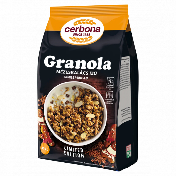 Cerbona mézeskalács ízű granola müzli 450 g