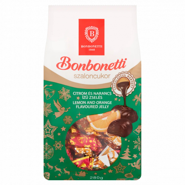 Bonbonetti étcsokoládéval mártott citrom és narancs ízű zselés szaloncukor 280 g
