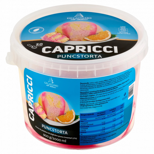 Gelatiamo Capricci Puncstorta puncs és piskóta ízű jégkrém puncs öntettel 2000 ml