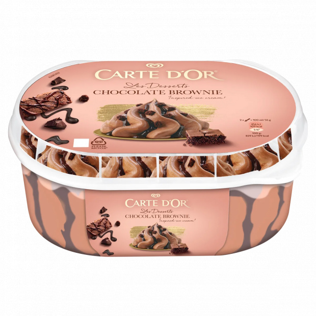Carte D\'Or tejcsokoládés jégkrém csokoládés szósszal és kakaós brownie sütemény darabkákkal 825 ml