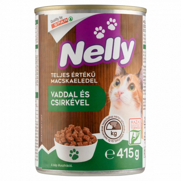 Nelly teljes értékű állateledel felnőtt macskák számára vaddal és csirkével 415 g 
