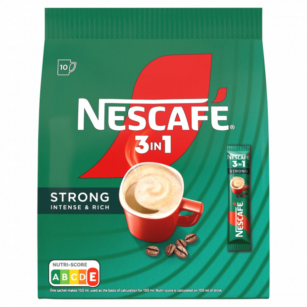 Nescafé 3in1 Strong azonnal oldódó kávéspecialitás 10 x 16 g (160 g)