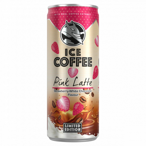 Ice Coffee Pink Latte eper- és fehér csokoládéízű UHT ital tejjel és kávékivonattal 250 ml