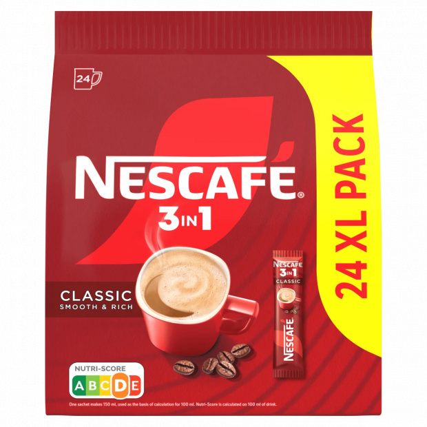 NESCAFÉ 3in1 Classic Smooth & Rich azonnal oldódó kávéspecialitás 24 x 16,5 g (396 g)