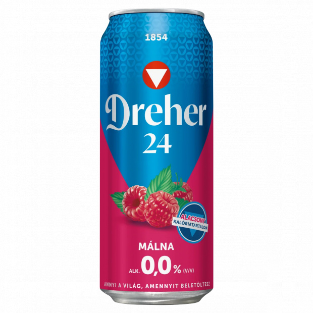 Dreher 24 Málna alkoholmentes világos sör és málna ízű ital keveréke édesítőszerrel 0,0% 0,5 l