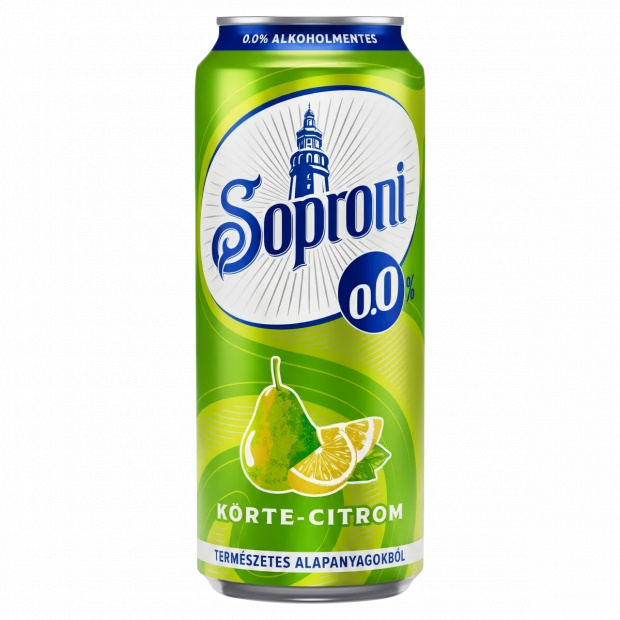 Soproni körte-citrom ízű alkoholmentes sörital 500 ml 