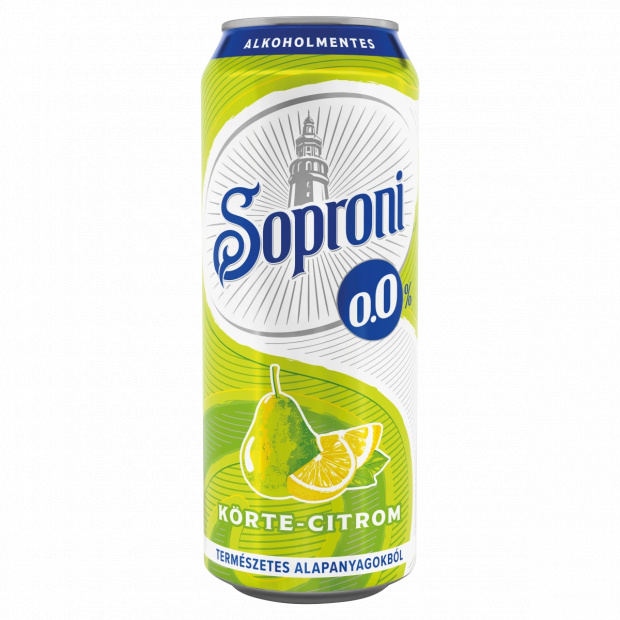 Soproni körte-citrom ízű alkoholmentes sörital 500 ml 