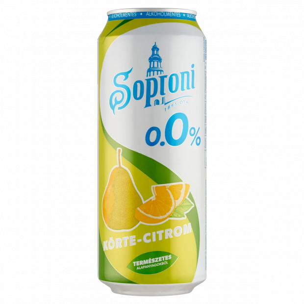 Soproni körte-citrom ízű alkoholmentes sörital 500 ml 