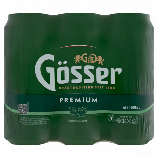 Gösser Premium minőségi világos sör 5% 6 x 500 ml 