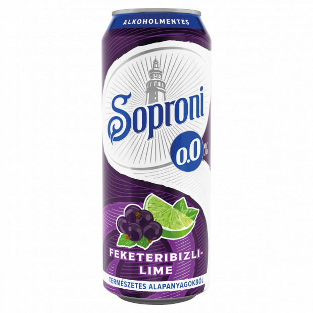Soproni feketeribizli-lime-os alkoholmentes sörital 0,0% 500 ml