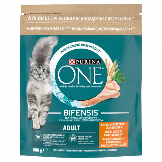 Purina One csirkében és teljes kiőrlésű gabonákban gazdag száraz macskaeledel 800 g Purina One csirkében és teljes kiőrlésű gabonákban gazdag száraz macskaeledel 800 g