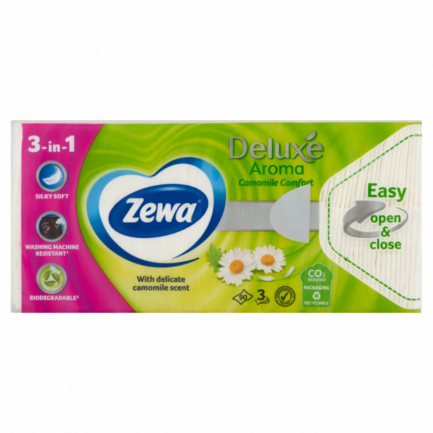 Zewa Deluxe Aroma Camomile Comfort illatosított papír zsebkendő 3 rétegű 90 db