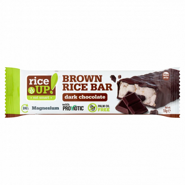 RiceUp! puffasztott barna rizsszelet étcsokoládéval 18 g RiceUp! puffasztott barna rizsszelet étcsokoládéval 18 g