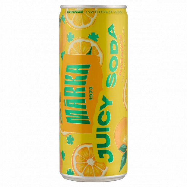 Márka Juicy Soda narancs szénsavas üdítőital cukorral és édesítőszerrel 250 ml Márka Juicy Soda narancs szénsavas üdítőital cukorral és édesítőszerrel 250 ml