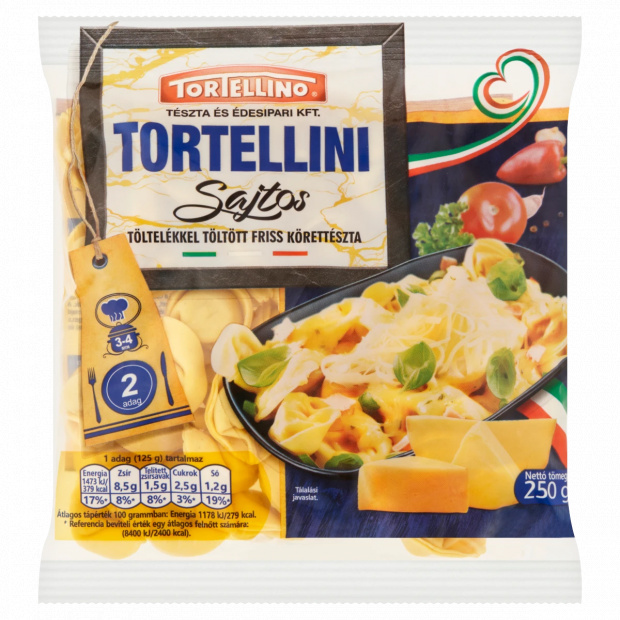 Tortellino Tortellini sajtos töltelékkel töltött friss körettészta 250 g