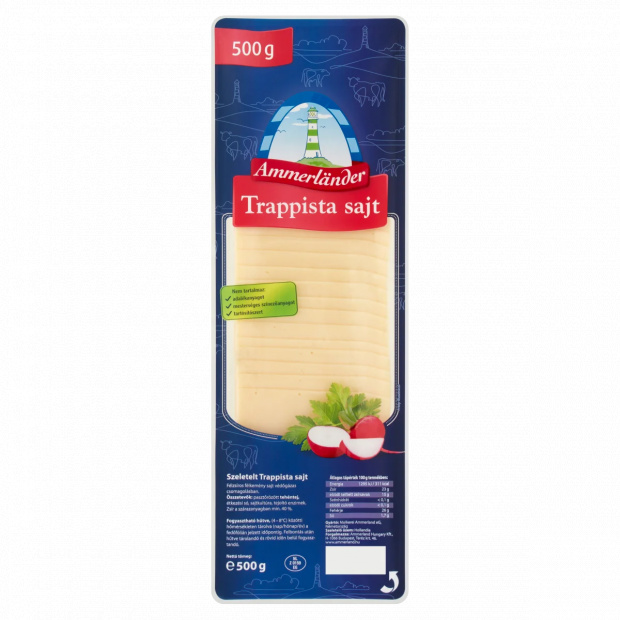 Ammerländer szeletelt trappista sajt 500 g Ammerländer szeletelt trappista sajt 500 g
