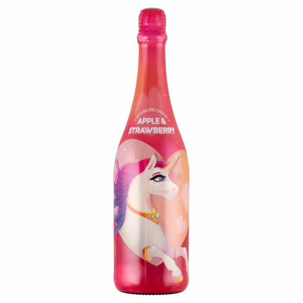 Szénsavas alma-eper ízű gyümölcsital cukorral és édesítőszerrel 0,75 l