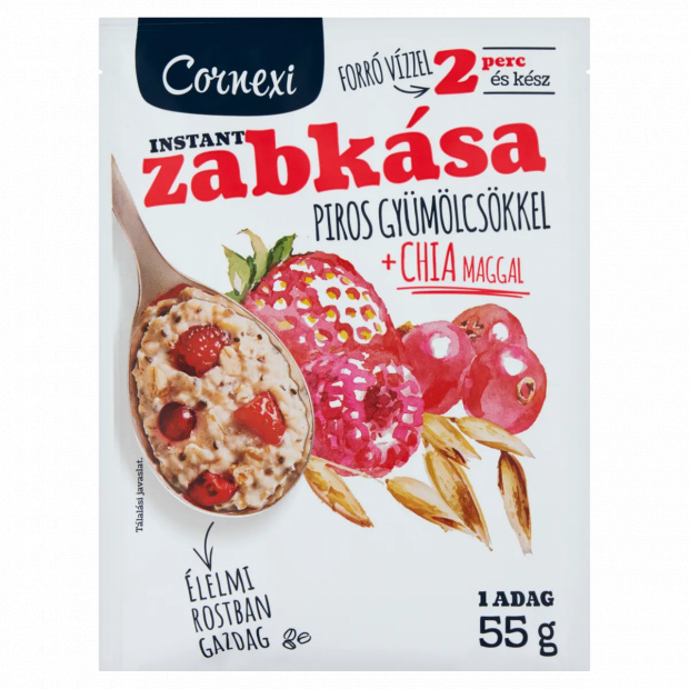 Cornexi instant zabkása piros gyümölcsökkel + chia maggal 55 g