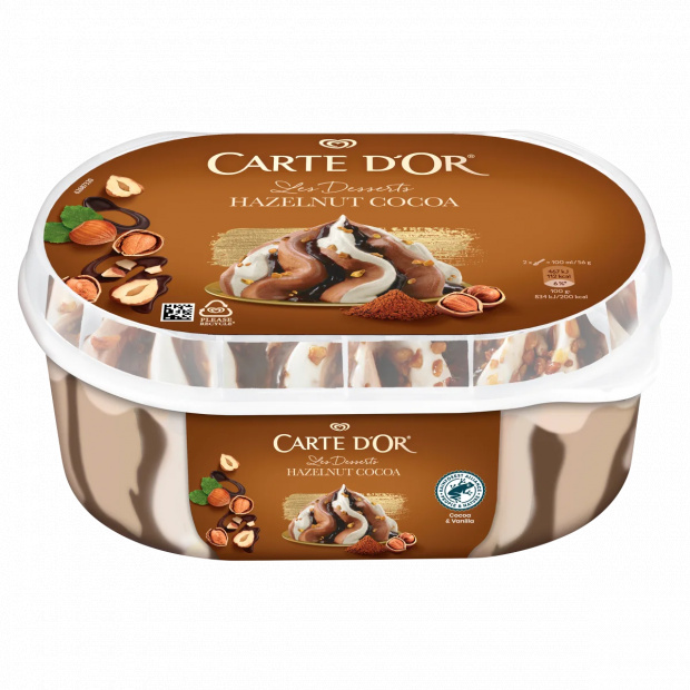 Carte D\'Or kakaóval és mogyoróval ízesített jégkrém és vanília ízű jégkrém 825 ml