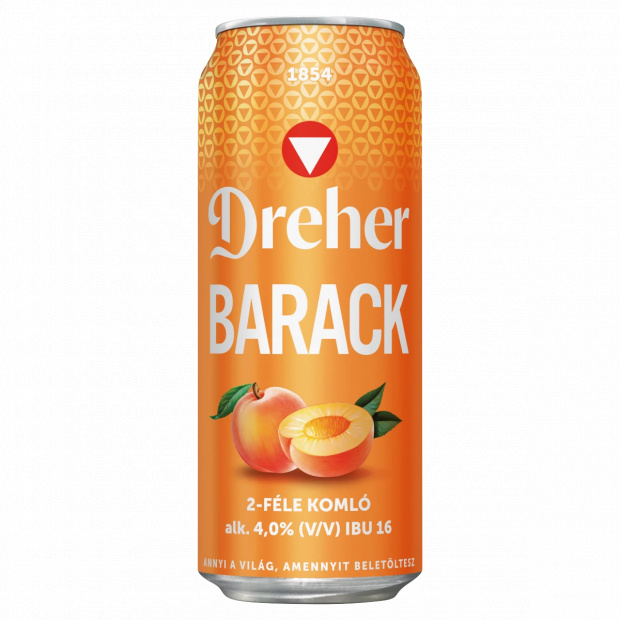 Dreher Barack világos sör és barack ízű ital keveréke 4% 0,5 l