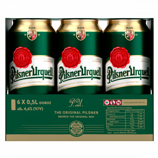 Pilsner Urquell Multipack minőségi világos sör 4,4% 6 x 0,5 l