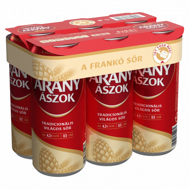 Arany Ászok világos sör 4,3% 6 x 0,5 l