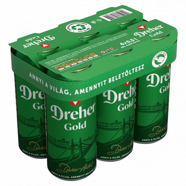 Dreher Gold minőségi világos sör 5% 6 x 0,5 l
