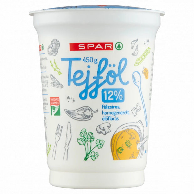 SPAR élőflórás, félzsíros tejföl 12% 450 g