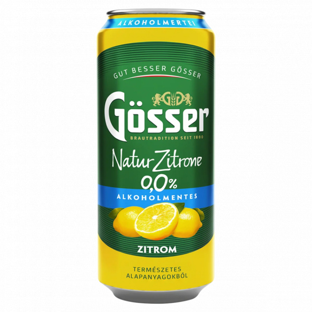 Gösser Natur Zitrone citromos alkoholmentes sörital 0,0% 500 ml Gösser Natur Zitrone citromos alkoholmentes sörital 0,0% 500 ml