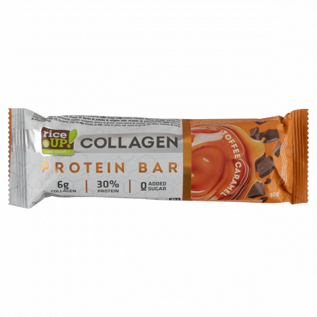 RiceUp! kollagénes fehérje szelet karamell ízesítéssel hozzáadott cukor nélkül 50 g