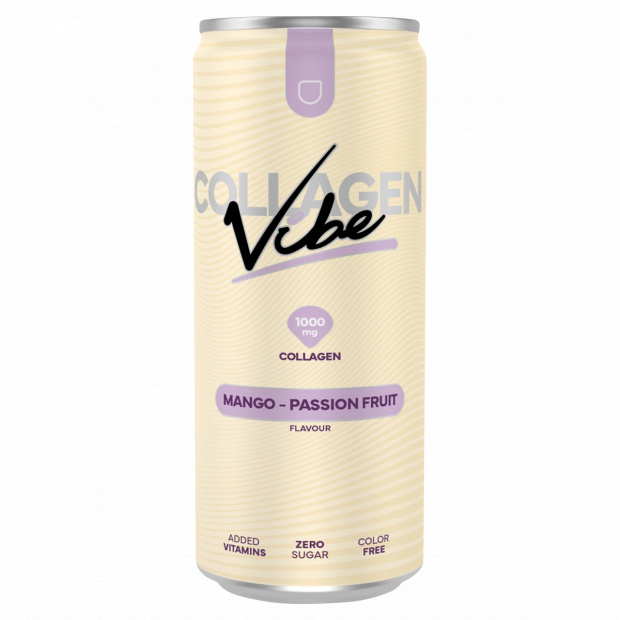 Collagen Vibe mangó és maracuja ízesítésű szénsavas üdítőital kollagénnel édesítőszerekkel 330 ml 