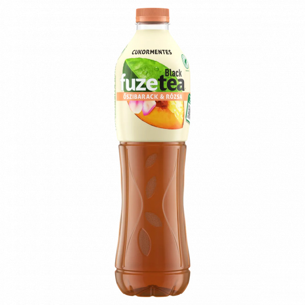 FuzeTea energiamentes, szénsavmentes őszibarack- és rózsaízű üdítőital fekete tea kivonattal 1,5 l