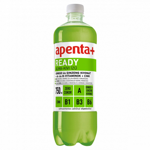 Apenta+ Ready alma-kivi ízű szénsavmentes, energiamentes üdítőital vitaminokkal 750 ml