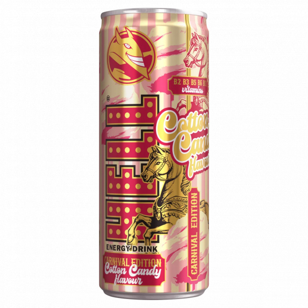 HELL Carnival Edition vattacukorízű, koffeintartalmú, szénsavas energiaital 250 ml