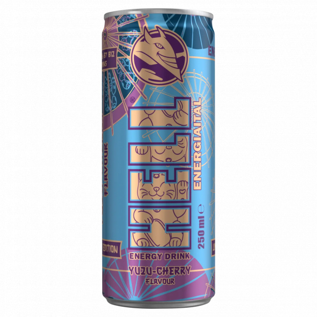 HELL yuzu és cseresznyeízű koffeintartalmú, szénsavas energiaital 250 ml