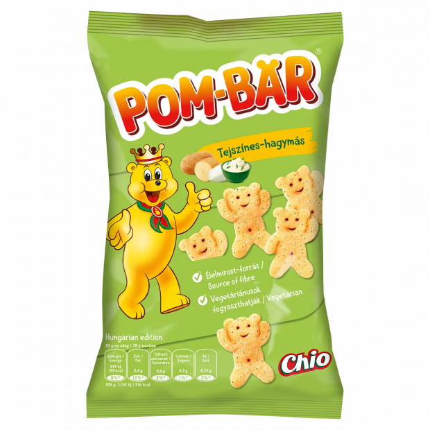 Pom-Bär tejszínes-hagymás ízű burgonyasnack 50 g Pom-Bär tejszínes-hagymás ízű burgonyasnack 50 g