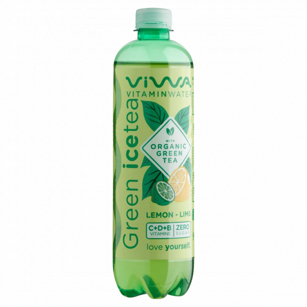 Viwa Vitaminwater citrom-lime ízű energiamentes szénsavmentes üdítőital zöld tea kivonattal 600 ml