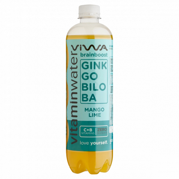 Viwa Vitaminwater Gingko Biloba mangó-lime ízű, energia- és szénsavmentes üdítőital 600 ml