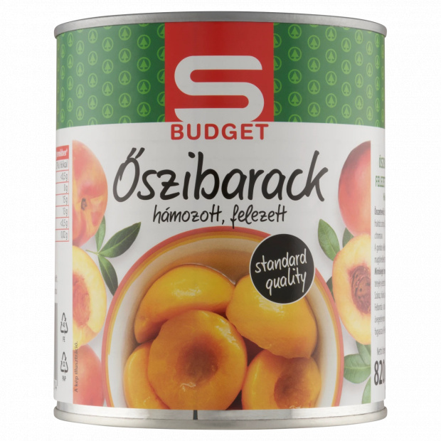 S-Budget hámozott, felezett őszibarack 480 g S-Budget hámozott, felezett őszibarack 480 g