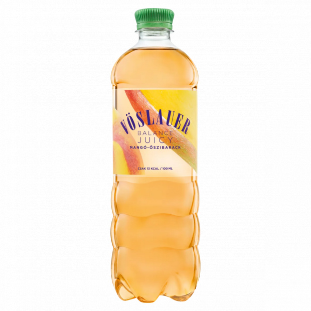 Vöslauer Balance Juicy mangó-őszibarack ízű természetes ásványvíz alapú szénsavas üdítőital 0,75 l