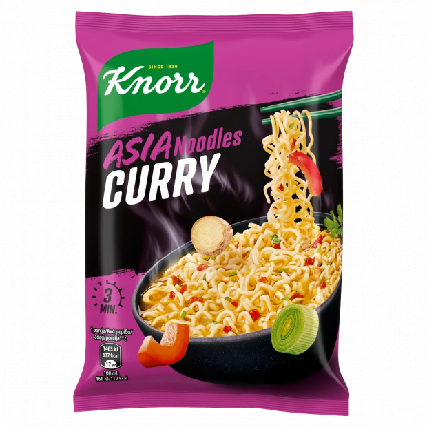 Knorr Asia Noodles ázsiai jellegű instant tésztás leves curry ízesítéssel 70 g