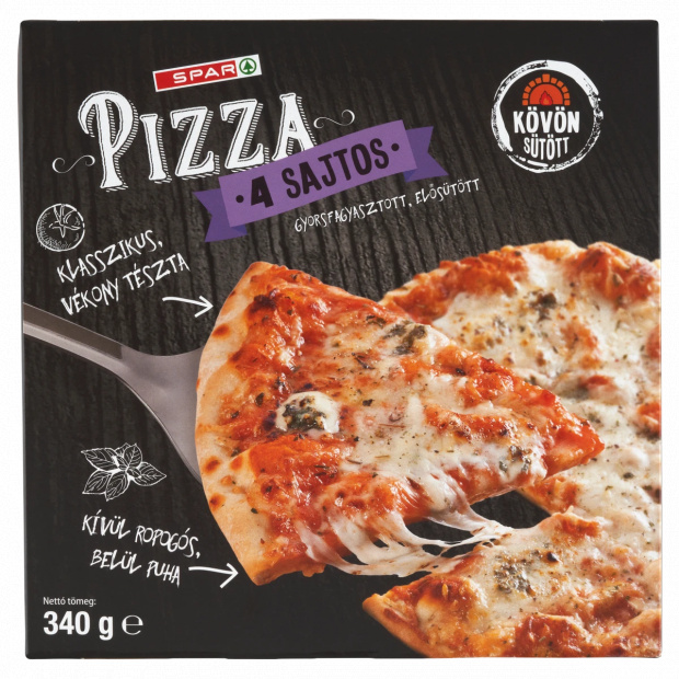 SPAR gyorsfagyasztott elősütött 4 sajtos pizza 340 g