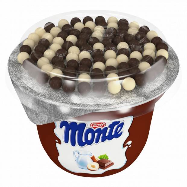 Zott Monte csokoládés-mogyorós tejalapú desszert gabonagolyókkal 70 g