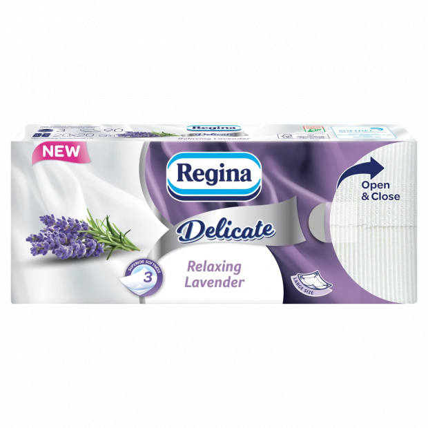 Regina Delicate Relaxing Lavender papír zsebkendő 3 rétegű 90 db