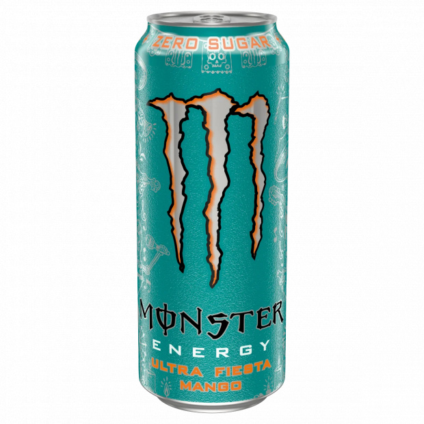 Monster Energy Ultra Fiesta Mango szénsavas mangó ízű ital koffeinnel édesítőszerekkel 500 ml