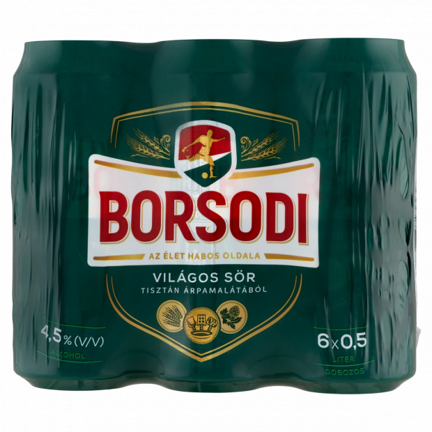 Borsodi világos sör 4,5% 6 x 0,5 l